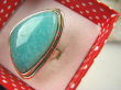 bpe6748 CUDOWNY Klasyczny Pierścień zielono-turkusowy Amazonit - Kamień Marzeń i realizacji r.17 lśniące Srebro 925 # - 6