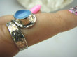 bpee3130 Finezyjny Delikatny Pierścień Chalcedon - Tarczyca, BLUE TOPAZ - kamień młodości rozmiar minimalnie REGULOWANY r.15, r.16 Srebro 925 # - 2