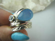 bpee3130 Finezyjny Delikatny Pierścień Chalcedon - Tarczyca, BLUE TOPAZ - kamień młodości rozmiar minimalnie REGULOWANY r.15, r.16 Srebro 925 # - 4