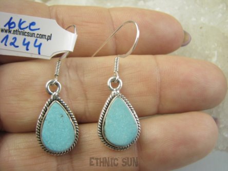 bke1244 Delikatne Lekkie Kolczyki z Turkusami TURKUSY Turkusowy TURKUS - opiekun ciała i duszy Srebro 925