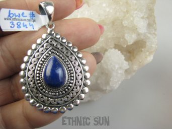 bwe3844 NOWOŚĆ 2 wisiory w 1 Niezwykły DWUSTRONNY WISIOR 18 g !!! Naturalny LAPIS LAZULI I CZARNY ONYKS Cudo z każdej strony Srebro 925 #