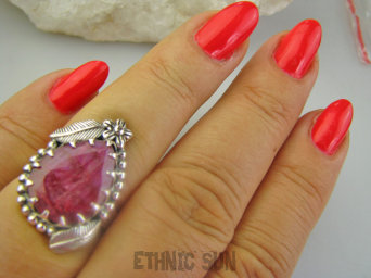 bpee4304 Czarodziejsko Piękny CUDOWNY Pierścień Pierścionek Rubin Indyjski w orientalnej oprawie Rubiny r.15 Srebro 925 #