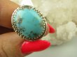 bpe8522 Niezwykły OKAZ Pierścień naturalny TURKUS ARIZONA Turkusy r.17/ r.18 egzotyczne Srebro 925 # - 7