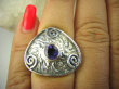 apel462 ARTYSTYCZNY Finezyjny DUŻY oksydowany  Pierścień AMETYST Ciemny Fiolet r.15/r.16 Srebro 925 # - 6