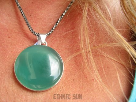 bwe3719 Śliczny wręcz cukierkowy klasyczny OKAZ - Wisior Zawieszka ZIELONY ONYKS lśniące Srebro 925 #