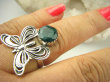 bpee4213 CUDO Filigran ! Ażurowy MOTYL - Symbol Miłości Szczęścia i Radości Pierścień, Pierścionek Szmaragd Indyjski r.17 Srebro 925 # - 3