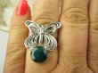 bpee4213 CUDO Filigran ! Ażurowy MOTYL - Symbol Miłości Szczęścia i Radości Pierścień, Pierścionek Szmaragd Indyjski r.17 Srebro 925 # - 6