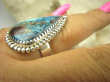 bpe7990 Cudowne Barwy - Rzadkość Egzotyczny Pierścień naturalny Niebiesko Błękitny AZURYT r.17 Srebro 925 # - 5
