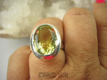 bpee3439 Genialny TAK Piękny ! Pierścień Słoneczny żółty CYTRYN LEMON  - OKAZ NAJWYŻSZA JAKOŚĆ KAMIENIA Cytryn - kamień antycukrzycowy r.17 Srebro 925 #