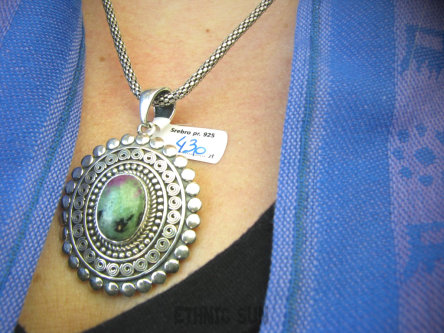 bwe3545 Nowość ! 2 wisiory w 1 Niezwykły DWUSTRONNY WISIOR 19 g !!! Naturalny Zoisyt z Rubinem i Kamień Księżycowy Cudo z każdej strony Srebro 925 #