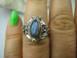 bpe6036 Pięknie Zdobiony Delikatny Sekretnik !!! Otwierany Pierścień  Niebieski Labradoryt Spektrolit r.18/r.19 Srebro 925 - 4