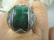 bpe5554 Fenomenalny Okaz !!! Masywny 19 gramów ! Marokański Pierścień  Malachit marokańskie wzornictwo MAROKO r.24/r.25  DUŻY ROZMIAR Srebro 925 #  - 3