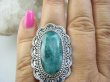bpee4283 DUŻY I PIĘKNY  SZMARAGDOWY KLEJNOT !!!! Kunsztowny DUŻY Pierścień zielony Szmaragd Indyjski w morskich falach Szmaragdy r.17 Srebro 925 # - 2