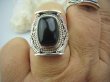 bpe5933 Śliczny Orientalny Pierścień czarny ONYKS regeneruje SERCE, EGZEMY, PAMIĘĆ r.15 Srebro 925 # - 3