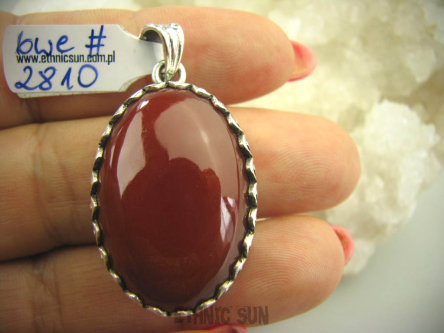bwe2810 Cudny Wisior Czerwony Onyks - regeneruje SERCE, EGZEMY, PAMIĘĆ Maroko, Marokańskie Wzornictwo Srebro 925 #
