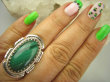 bpe7874 Biżuteria Egzotyczna !!! Duży Cudowny MALACHIT W ORIENTALNEJ OPRAWIE -  Pierścień MALACHIT - pobudza kreatywność r.19 Srebro 925 # - 2