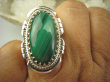 bpe7874 Biżuteria Egzotyczna !!! Duży Cudowny MALACHIT W ORIENTALNEJ OPRAWIE -  Pierścień MALACHIT - pobudza kreatywność r.19 Srebro 925 # - 4