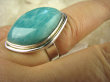 bpe6742 MORSKA FALA  !!!Klasyczny Pierścień morski zielono turkusowy Amazonit - Kamień Marzeń i realizacji r.17 lśniące Srebro 925 # - 2