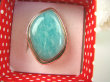 bpe6742 MORSKA FALA  !!!Klasyczny Pierścień morski zielono turkusowy Amazonit - Kamień Marzeń i realizacji r.17 lśniące Srebro 925 # - 8
