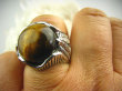 bpe2894 Masywny  Pierścień Tygrysie Oko - Wspomaga leczenie  Oczy Astma Krążenie i TRAWIENIE !!!! r.18 Srebro 925 Piękne Zdobienia - 8