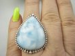 bpe9576 Anielski Pierścień Pierścionek Rzadki Niebieski Larimar (kamień Anielski ) - stawy, serce lęki, otwiera czakrę gardła r.18/r.19 Srebro 925 # - 6