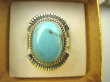 bpe8539 Niezwykły OKAZ Piękny Pierścień Pierścionek naturalny Błękitny TURKUS ARIZONA Turkusy r.17/ r.18 egzotyczne Srebro 925 # - 6