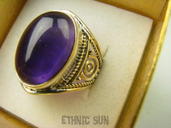 bpe8791 Delikatny Pierścień Pierścionek naturalny Fioletowy Ametyst - kamień mądrości r.17/r.18 ażurowa obrączka Srebro 925 #