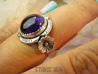 bpe9171 Piękny Delikatny Pierścień Pierścionek z Ametystem Ametyst kamień mądrości r.16 Srebro 925 #