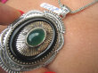 bwe2218 ZABÓJCZO PIĘKNY Marokański Skarb XXL olbrzym Wisior 7,2 cm, 33 gramy Czarny i Zielony Onyks Maroko marokańskie wzornictwo SREBRO 925 # - 7