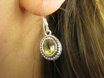 bkee973 Delikatniutkie piękniutkie Piękne Kolczyki Złoto Żółty CYTRYN - kamień antycukrzycowy Srebro 925
