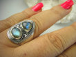 bpe6440 Delikatny OKAZ Pierścień LABRADORYT Spektrolit - kamień Zorzy Polarnej r.20 lśniąca obrączka SREBRO 925 # - 2