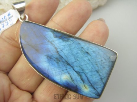 bwe3779 Wielka 7,3cm LŚNIĄCA geometryczna TAFLA !! DUŻY 29 gramów !!! BAJECZNIE PIĘKNY Wisior Zawieszka LABRADORYT Spektrolit - kamień Zorzy Polarnej w klasycznej oprawie Srebro 925 #