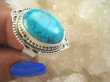 bpe6956 Biżuteria Egzotyczna !!! Cudny Pierścień turkusowy Howlit r.15/ r.16 Srebro 925 # - 7