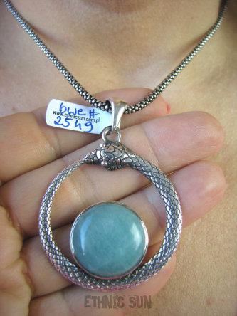 bwe2549 Piękny AMULET na Miłość  i Pieniądze DUŻY 5,8cm WĄŻ !! Wisior ze srebra Amazonit - pomaga radzić sobie ze strachem i zmartwieniami Srebro 925 #