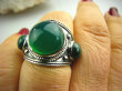 bpe2739  Piękna Oksydowana szeroka Obrączka  Pierścień Malachit i Zielony Onyks - regeneruje SERCE, EGZEMY, PAMIĘĆ Malachit - pobudza kreatywność r.15/ r.16 Srebro 925 # - 2