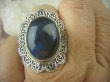 bpe5438 Biżuteria Orientalna !! Duży Masywny Pierścień LABRADORYT Spektrolit kamień Zorzy Polarnej w morskich falach r.17/ r.18 SREBRO 925 # - 4