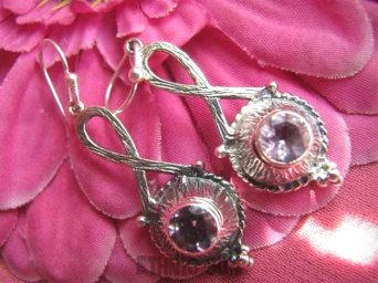 akel500 Długie FINEZYJNE śliczne Kolczyki AMETYST Srebro 925 z Ametystem