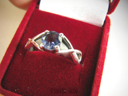 bpee4189 Delikatny śliczny Pierścień Pierścionek OBRĄCZKA szlifowany Turmalin niebieski Elbait  INDYGOLIT - kamień młodości r.15 Srebro 925