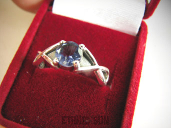 bpee4189 Delikatny śliczny Pierścień Pierścionek OBRĄCZKA szlifowany Turmalin niebieski Elbait  INDYGOLIT - kamień młodości r.15 Srebro 925