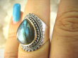 bpe8563 Egzotyczny Delikatny Pierścień Pierścionek LABRADORYT Spektrolit - kamień Zorzy Polarnej r.15 SREBRO 925 - 2