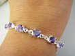 bb3820 PRZEPIĘKNA Delikatna Bransoleta Bransoletka Intensywnie Fioletowy Ametyst szlifowany 10 sztuk Srebro 925 # - 6