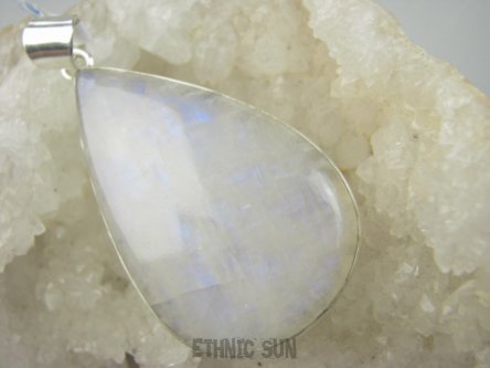 bwe3828 KRÓLEWSKA KROPLA DUŻY OKAZ 27 gramów !!!! Klasyczny Wisior Zawieszka KAMIEŃ KSIĘŻYCOWY w lśniącej oprawie Srebro 925 #