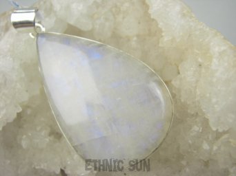 bwe3828 KRÓLEWSKA KROPLA DUŻY OKAZ 27 gramów !!!! Klasyczny Wisior Zawieszka KAMIEŃ KSIĘŻYCOWY w lśniącej oprawie Srebro 925 #