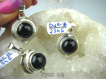 bwe2346 Delikatny Wisior Sekretnik Na Zdjęcia lub Marzenia Piękny otwierany Wisior czarny Onyks - SERCE, EGZEMY, PAMIĘĆ Srebro 925 #