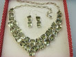 bn1643 LUKSUSOWY DUŻY Komplet biżuterii naszyjnik i kolczyki 95 gramów Przepiękna Duża Kolia Regulowany Naszyjnik Rzadki Zielony Ametyst Srebro 925 # - 3