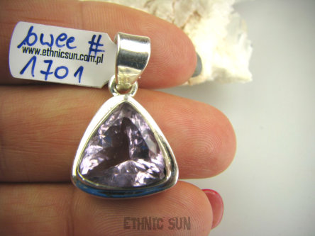 bwee1701 LŚNIĄCY KLEJNOT OKAZ Delikatny Wisior Szlifowany AMETYST - kamień mądrości Srebro 925 #