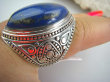 bpe4730 EGZOTYCZNA DAMA !!! Orientalny Masywny 23 g ! Duży Pierścień z królewskim Lapis Lazuli - strażnik prawdy i mądrości r.22 Srebro 925 # - 2
