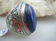 bpe4730 EGZOTYCZNA DAMA !!! Orientalny Masywny 23 g ! Duży Pierścień z królewskim Lapis Lazuli - strażnik prawdy i mądrości r.22 Srebro 925 # - 5