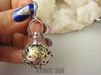 bwe3493 ALEŻ PIĘKNY ! Czarodziejski Grający Wisior 5,1 cm przeniesie Cię w ciepłe egzotyczne kraje . Sekretnik Wisior ze srebra kula SREBRO 925 #