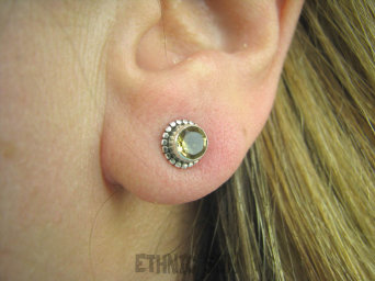 bkee57 Złociste Kropeczki !!! Delikatne Kolczyki na Sztyft z Cytrynami naturalny Cytryn Srebro 925